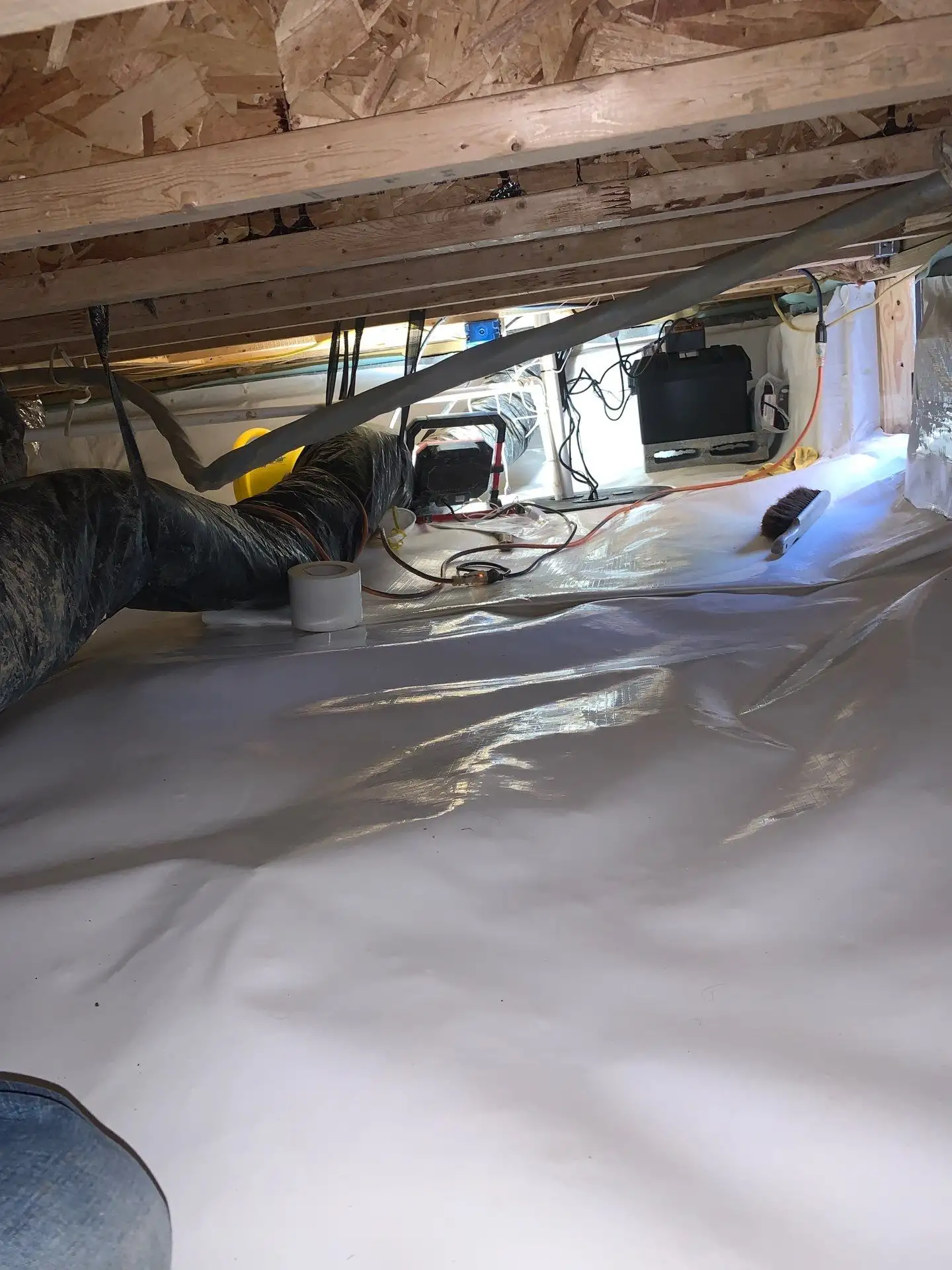 Lined crawl space in progress