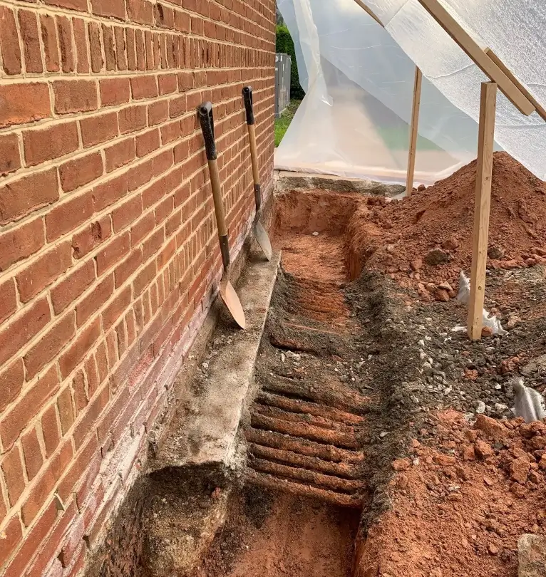 excavated tarp due to rain